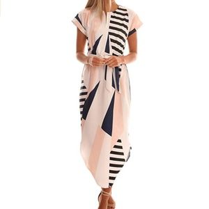 Short Sleeve Asymmetric / Geometric Casual Dress